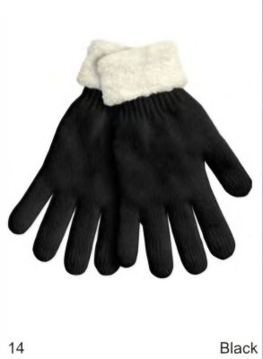 Fingerhandschuhe mit Teddy Krempe Uni Teil 2 - in verschiedenen Farben